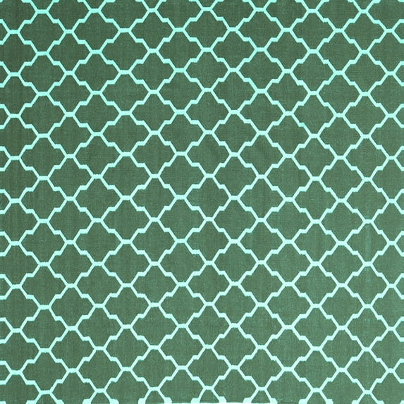 Ahgly Company Machine Washable Indoor Square Trellis Turquoise Blue Modern Area Rugs, 7' Square