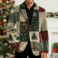 thumbnail image 5 of oelaio Christmas Blazer for Mens, Ugly Xmas Santa Claus Snowflake Print Tuxedo Suit Jacket One Button Lapel Party Blazers Khaki XXL, 5 of 8