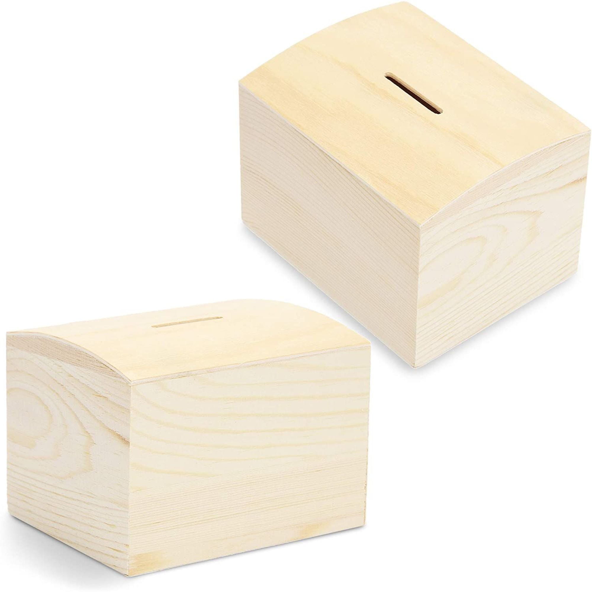 Unfinished Wooden Piggy Bank Boxes with Bottom Cap, 2 Pack 