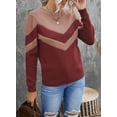 thumbnail image 5 of Asyoly Women Winter Knit Sweater Long Sleeve Crewneck Color Block Lightweight Pullover Casual Loose Jumper Tops, 5 of 6