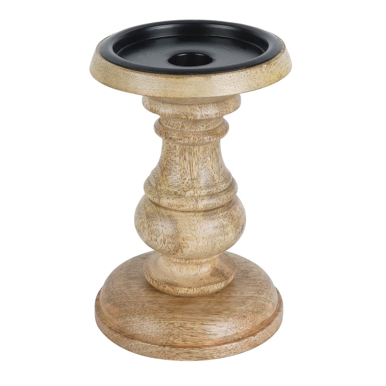 Ashland Wood Carved Pillar Candle Holder photo 4