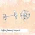 thumbnail image 3 of LeCalla 925 Sterling Silver Diamond Stud Earrings for Women 0.01 Carat Flower Hypoallergenic Studs Earring for Teen, 3 of 8