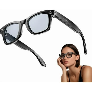 AI Smart Glasses 800W Camera 1080P Video Bluetooth 5.4 Noise-Canceling AI Image Recognition Voice Interaction UV/Blue Light Protection Long Battery Stylish Black Frame – Daily Use Calls & Music