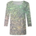 thumbnail image 4 of Womens Blouse Fashion Round Neck Three Quarter Sleeve Petite Clothing for Women,Light Green,M, 4 of 4