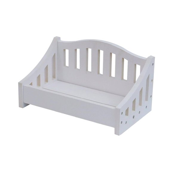Cama de muñecas portátil para fotografía de bebés, accesorios para fotografía de bebés, cama de madera, sesión de fotos para bebés blanco