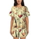 thumbnail image 1 of Fotbe Wine Conjunto de Pijama Estampado para Mujer, 2 Piezas, Ropa de Dormir con Camiseta de Manga Corta y Shorts Suaves-Small, 1 of 6