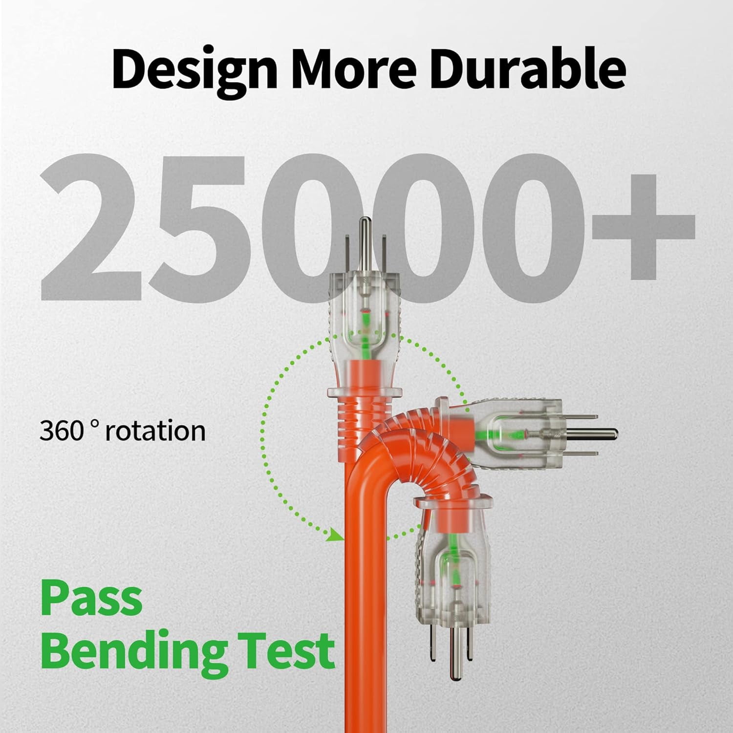 150 ft 12/3 Outdoor Extension Cord Waterproof Heavy Duty with Lighted Indicator End 12 Gauge 3 Prong, Flexible Cold-Resistant Long Power Cord Outside, 15Amp 1875W SJTW Orange ETL Listed