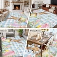 thumbnail image 5 of 8'x10' Area Rugs, Easter Indoor Outdoor Area Rug for Living Room Bedroom, Spring Rabbit Eggs Seasonal Flowers Blue Lattice Washable Bathroom Rugs Kitchen Floor Carpet Mats Home Decor Aesthetic, 5 of 8