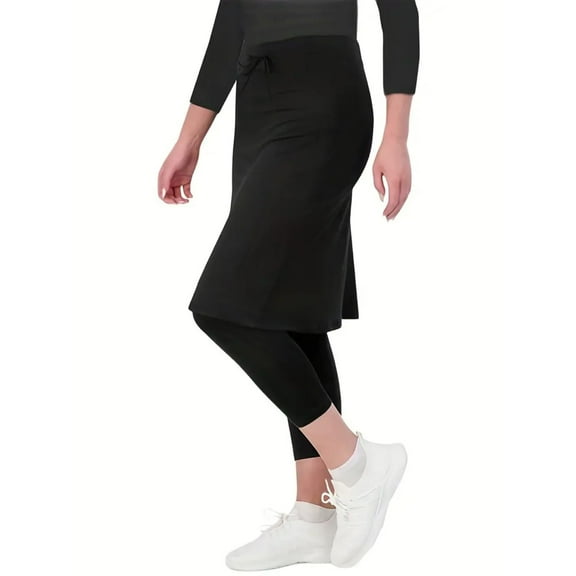 Black Womens Pants Straight Drawstring Skirt Pants Sports Short Skirt Two Piece Quick Drying Tennis Yoga Anti Glare Fitness Short Skirt Pants Casual Pants Women