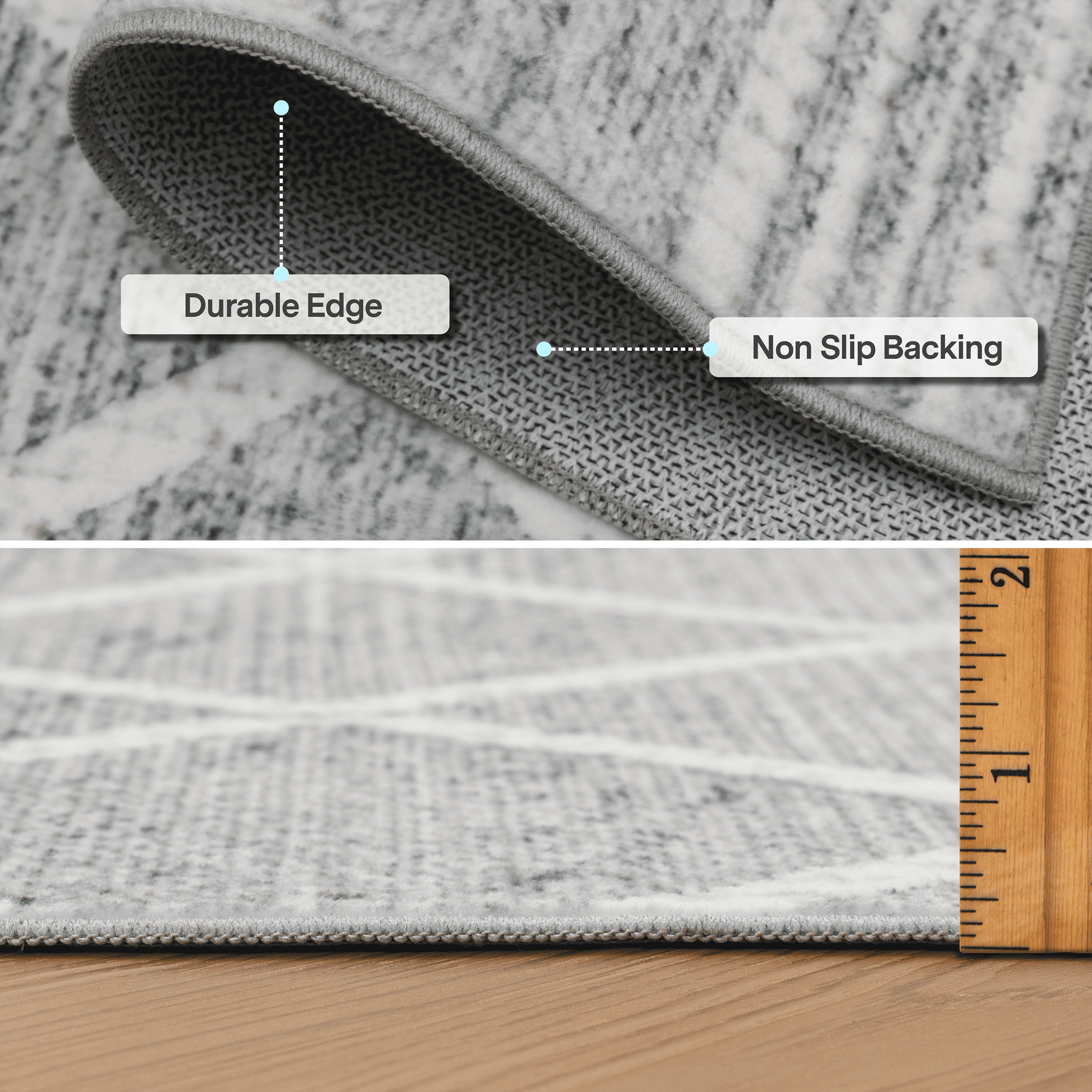 ReaLife Rugs Machine Washable Printed Tessa Modern Distressed Trellis Light Gray Ivory Eco-friendly Recycled Fiber Area Runner Rug (3' x 5')