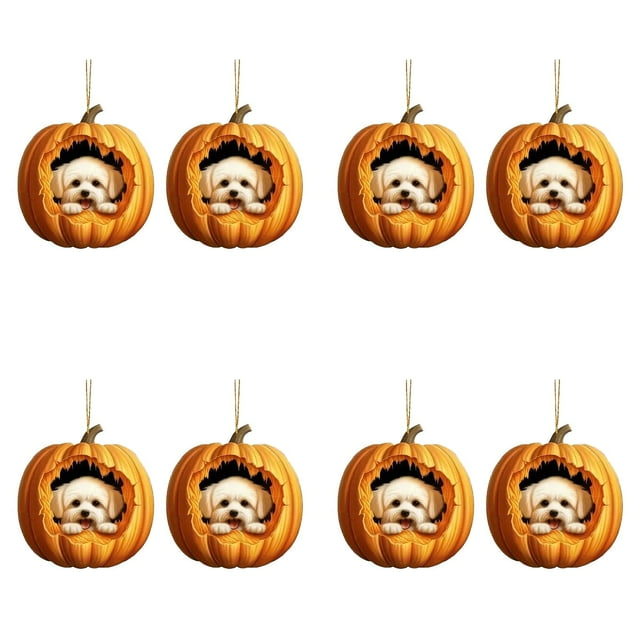 Hangs Acrylic Cute Pumpkin Puppy Holiday Pendant Decorative Car Rearview for Festive Atmosphere 2PCS,4-Pack
