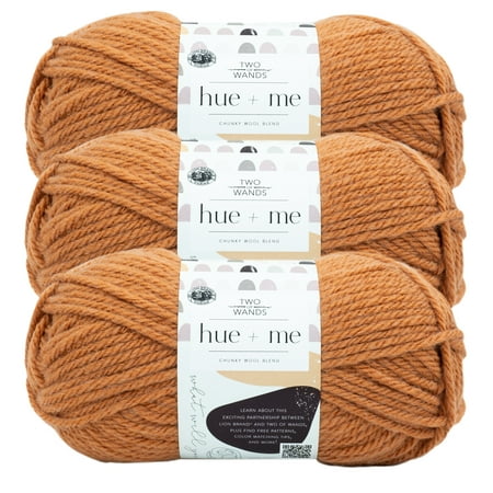 UPC: 0842093131120 | Lion Brand Yarn Two of Wands Hue + Me Grapefruit Wool Blend Acrylic  Wool Orange Yarn 3 Pack