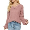 thumbnail image 5 of Honeeladyy Women's Casual Fashion Long Sleeve Color Sweater Loose Pullover V-Neck Sweater, 5 of 8