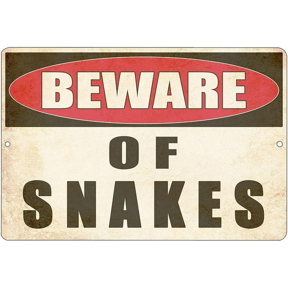 Funny Sarcastic Metal Tin Sign Wall Decor Man Cave Bar Yard Wall Warning Beware of Snakes