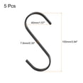 thumbnail image 2 of Unique Bargains 5Pcs 3.9 Inch Flat S Hooks Hanging Hook for Home Kitchen Storage, 7.6mm Black, 2 of 6