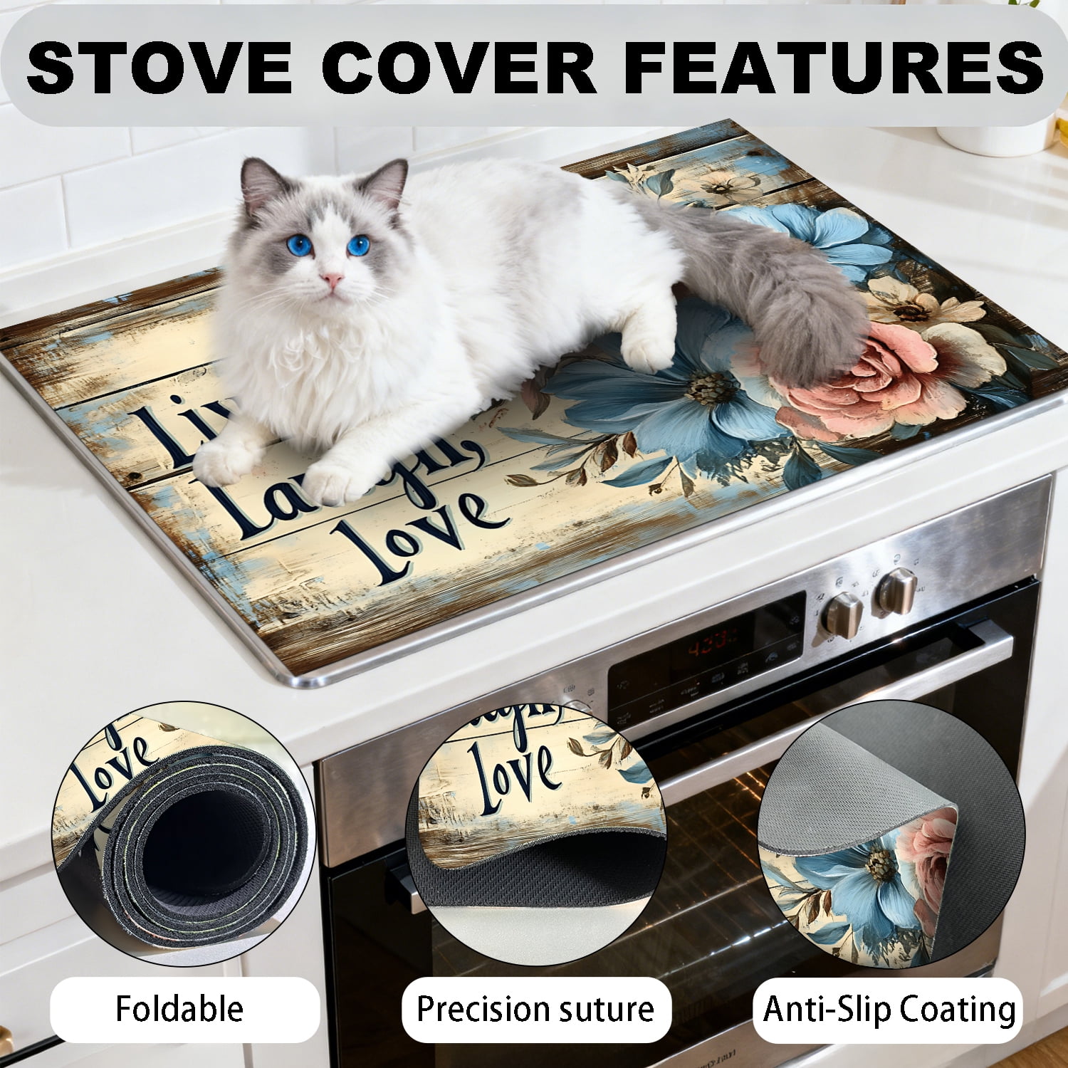 Stove Top Cover for Electric Stove - Stove Mat for Glass Top, Multi-Functional Electric Oven Cover, Glass Cooktop Protector For Kitchen, Heat Resistant Anti-Slip Pad 28"x20"
