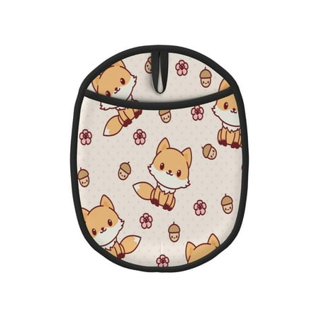 

1 Pc Silicone Pot Mat Mitten Heat-Resistant Quilted Liner Oven Hot Pads With Pockets For Women Men Kitchen Cooking Bbq Baking Fox Wallpaper Pattern