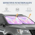 thumbnail image 4 of Honeii Purple Sparkling Butterfly Print Foldable Car Sun Shade for Windshield, 2-Piece UV Protection Shade, Protects Car Interior, Ideal for Cars, Trucks, SUVs-Large, 4 of 6