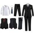 thumbnail image 3 of Yumcute Boys Suits 5 Piece Formal Suit Set Slim Fit Formal Dress Clothes Ring Bearer Outfit for Kids, 3 of 12