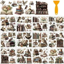 12 Sheets Owl Rub on Transfers for Crafts Vintage Books Rub on Transfer Stickers PVC Rub on Decal for DIY Home Furniture Window Wood 5.5x5.5inches(140x140mm)