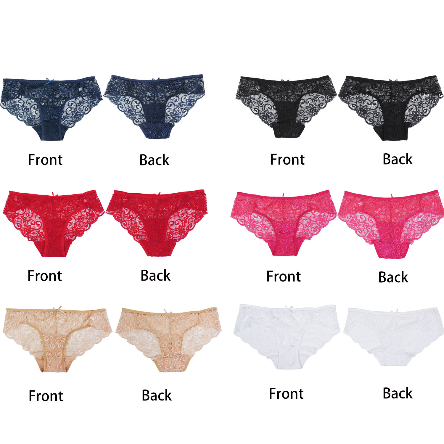 Sunm Boutique Women's Lace Cheeky Panties, 6-Pack photo 6