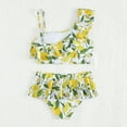 thumbnail image 3 of SILVERCELL 7-12T Girls Summer 2-Piece Lemon Printed Swimsuit Set Kids Ruffled Bathing Suit Beach Swimwear, 3 of 7