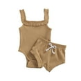thumbnail image 1 of Barboteuse Sans Manches à Col en U + Pantalon 2 Pcs pour Bébé Fille Couleur Unie, 1 of 4