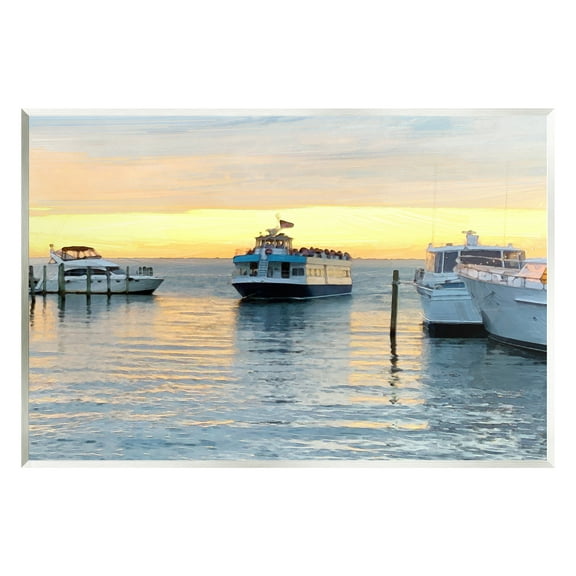 Stupell Industries Ferry Boat Sunlit Sea Harbor Coastal Photography Unframed Art Print Wall Art