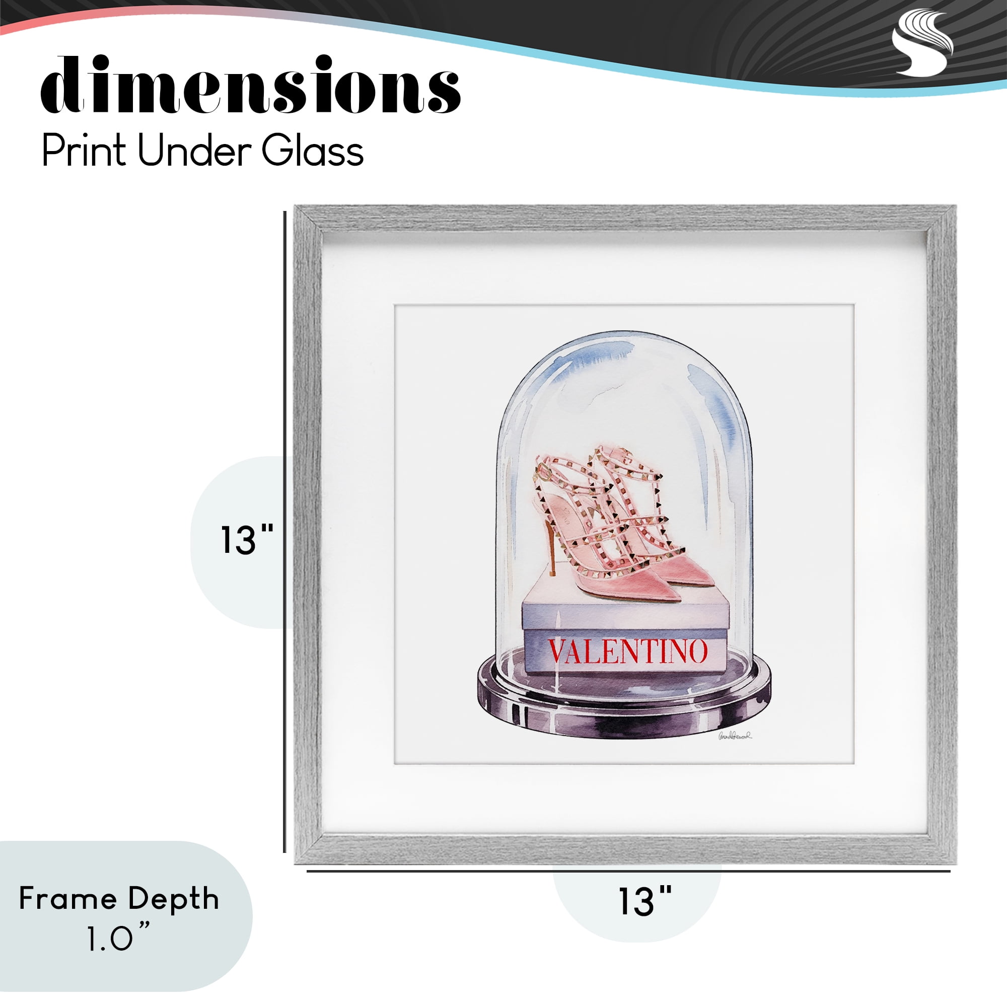 Stupell Industries Pink Heels in Bell Jar Gray Framed Print Under Glass, design by Amanda Greenwood