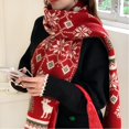 thumbnail image 4 of Red Christmas Theme Winter Knitted Couple Scarf - Xmas Tree Reindeer Deer Warm Wool Scarf Christmas Gifts for Women, 4 of 7