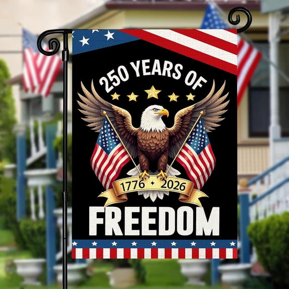 250th Anniversary USA Flag 12x18 Double Sided 250 Year American Anniversary Flag Premium Burlap 250 Years of Freedom Flag for Outdoor Indoor Room Wall
