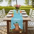 thumbnail image 4 of Table Runners 108 Inches Long Dress Scarves, Happy Groundhog Day Farmhouse Coffee/Dining/Kitchen Table Runner for Living Room, Cartoon Ground Hog Hole Blue Sky Country 13x108 Inch, 4 of 9