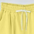 thumbnail image 4 of LLYWEY Women Bermuda Long Shorts with Pockets Women's Plus Size Drawstring Elastic Waist Knee Length Shorts for Summer Solid Color Pull on Short Pants, Style ST-20, Yellow, XL, 4 of 6