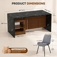 thumbnail image 3 of Hawsaiy 5 Piece Dining Table Set for 4, 63" Faux Marble Dining Table with LED Lights & Storage Cabinet, Kitchen Table and 4 PU Leather Upholstered Dining Chairs, Black, 3 of 10