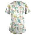 thumbnail image 3 of Snoarin Summer Plus Size Summer Hauts pour Femmes Mode Manches Courtes Col en V Hauts Uniforme de Travail Imprimé avec Poche Blouse Hauts Uniformes de Travail pour Femmes en Liquidation, 3 of 4