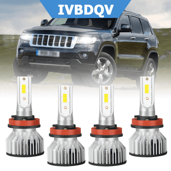 For Jeep Grand Cherokee 2017-2020 LED Headlights Combo 4Pcs H11 High Low Beam Bulb Kits 6000K Bright White