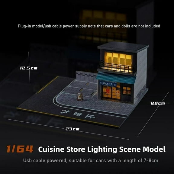 Diorama 1/64 Scale Car Garage Model LED Lighting City Parking Lot Scene Display Model for Diecast Car Display Case
