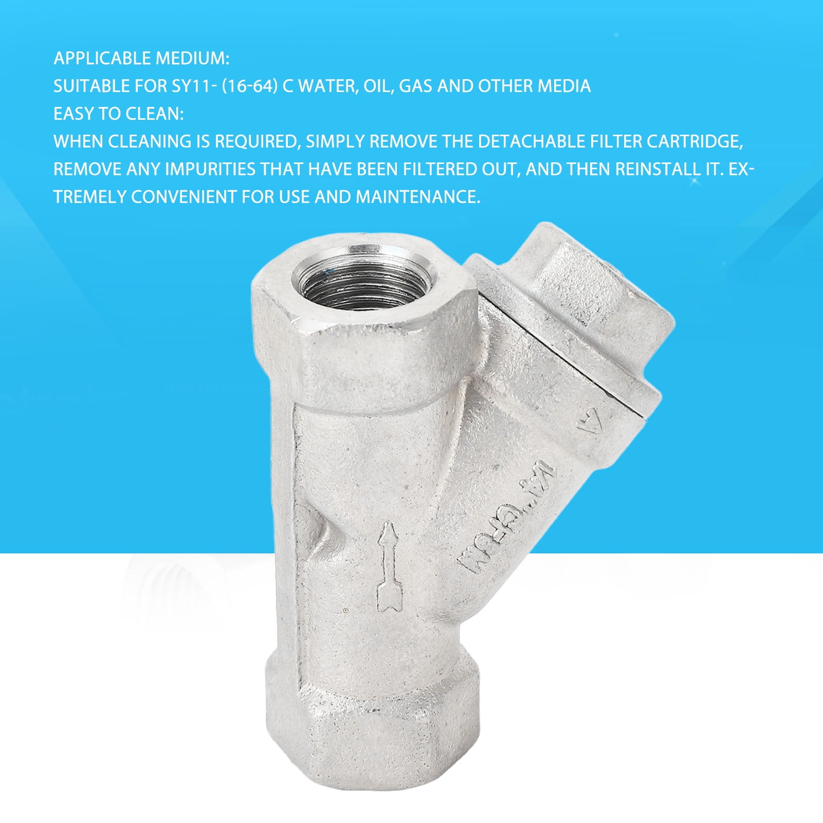 Y Type Water Strainer, Y Strainer 1/4in DN8 Stainless Steel Low