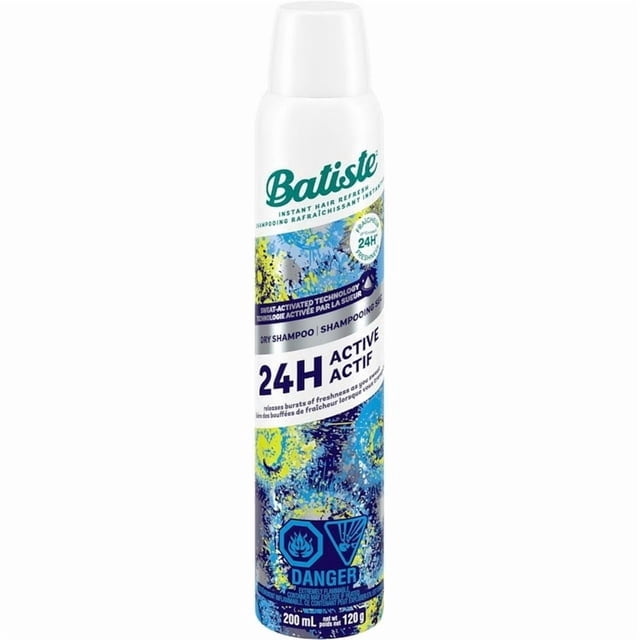 Batiste Sweat Activated Dry Shampoo Spray, Neutralizes Odor for Up to 24 Hours & Prevents Sweat Buildup in Hair, Absorbs Oil & Grease, Waterless Shampoo, Paraben & Sulfate Free, 200ml