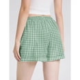 thumbnail image 5 of Trendy Gingham Shorts for Women Summer Elastic Waist Rolled Hem Loose Casual Cotton Shorts with Pockets Mint Green 2XL, 5 of 6