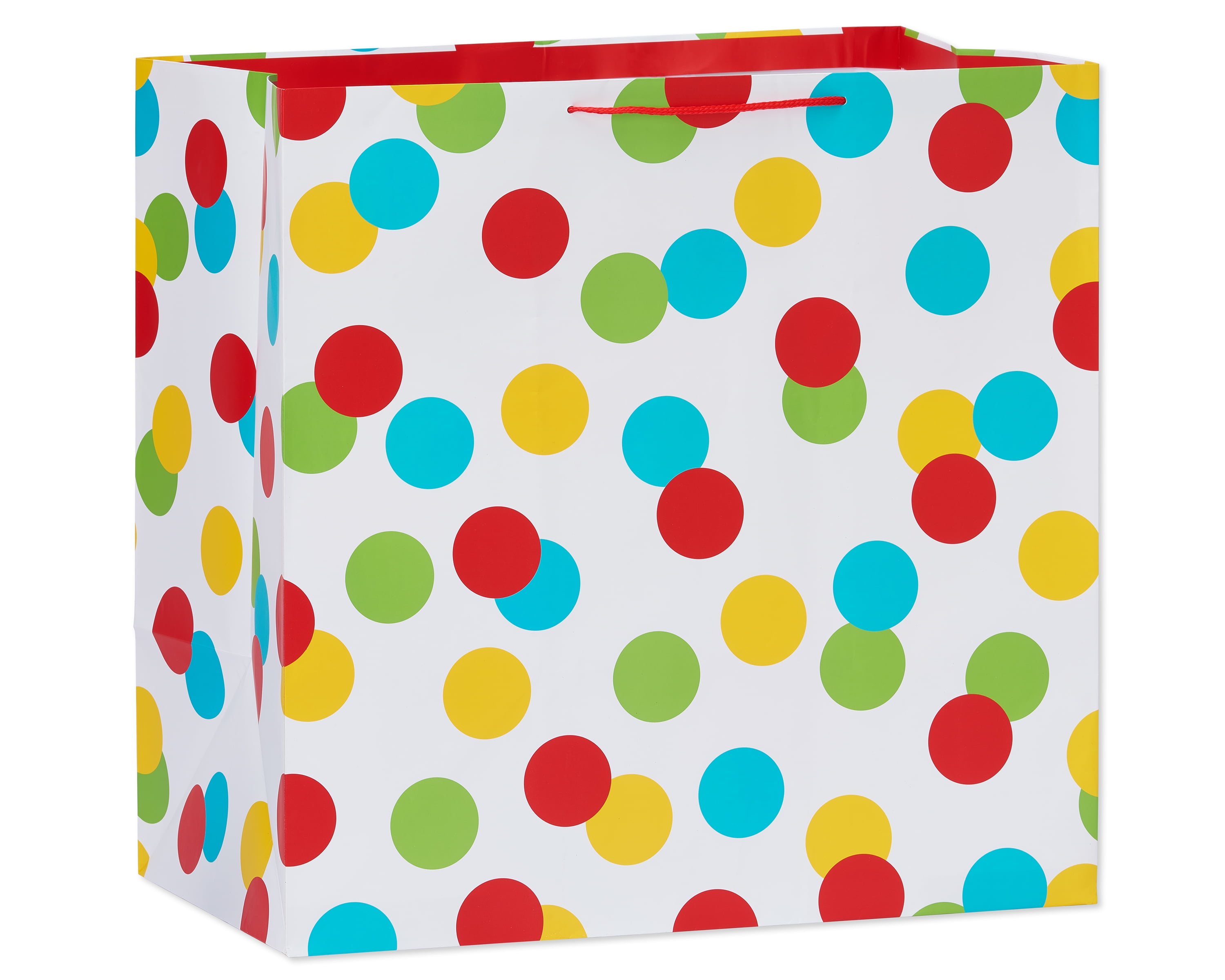 American Greetings Multicolored Dots on White Jumbo Gift Bag