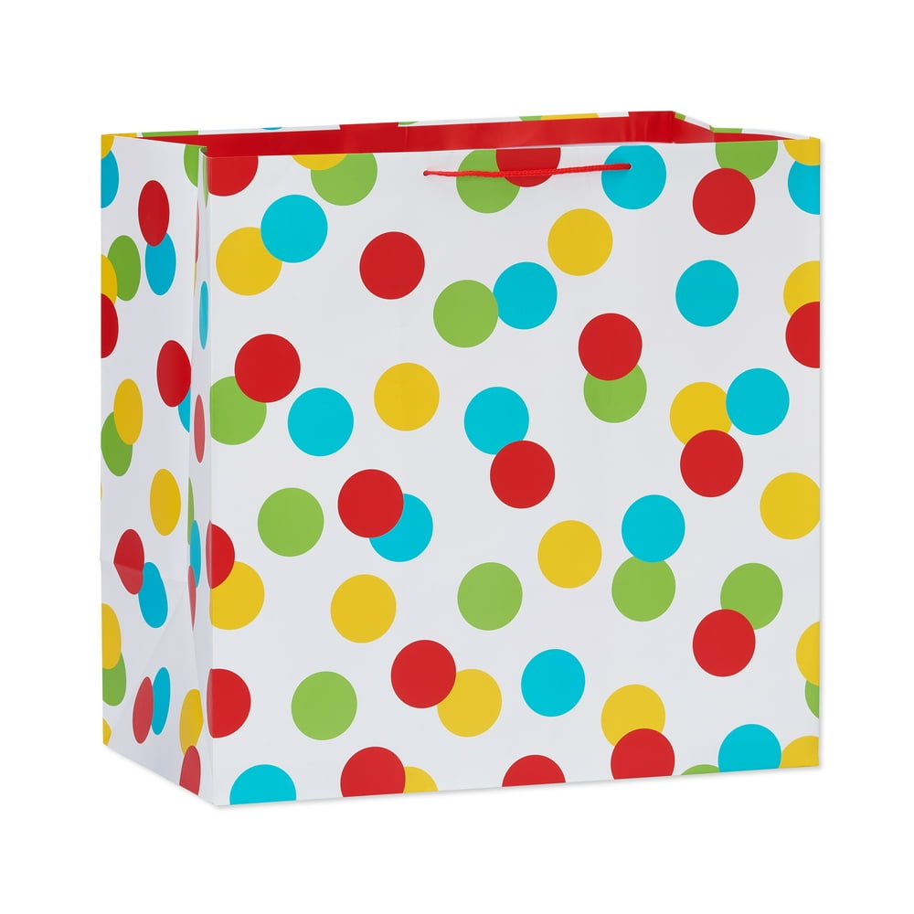 American Greetings Multicolored Dots on White Jumbo Gift Bag - Walmart ...