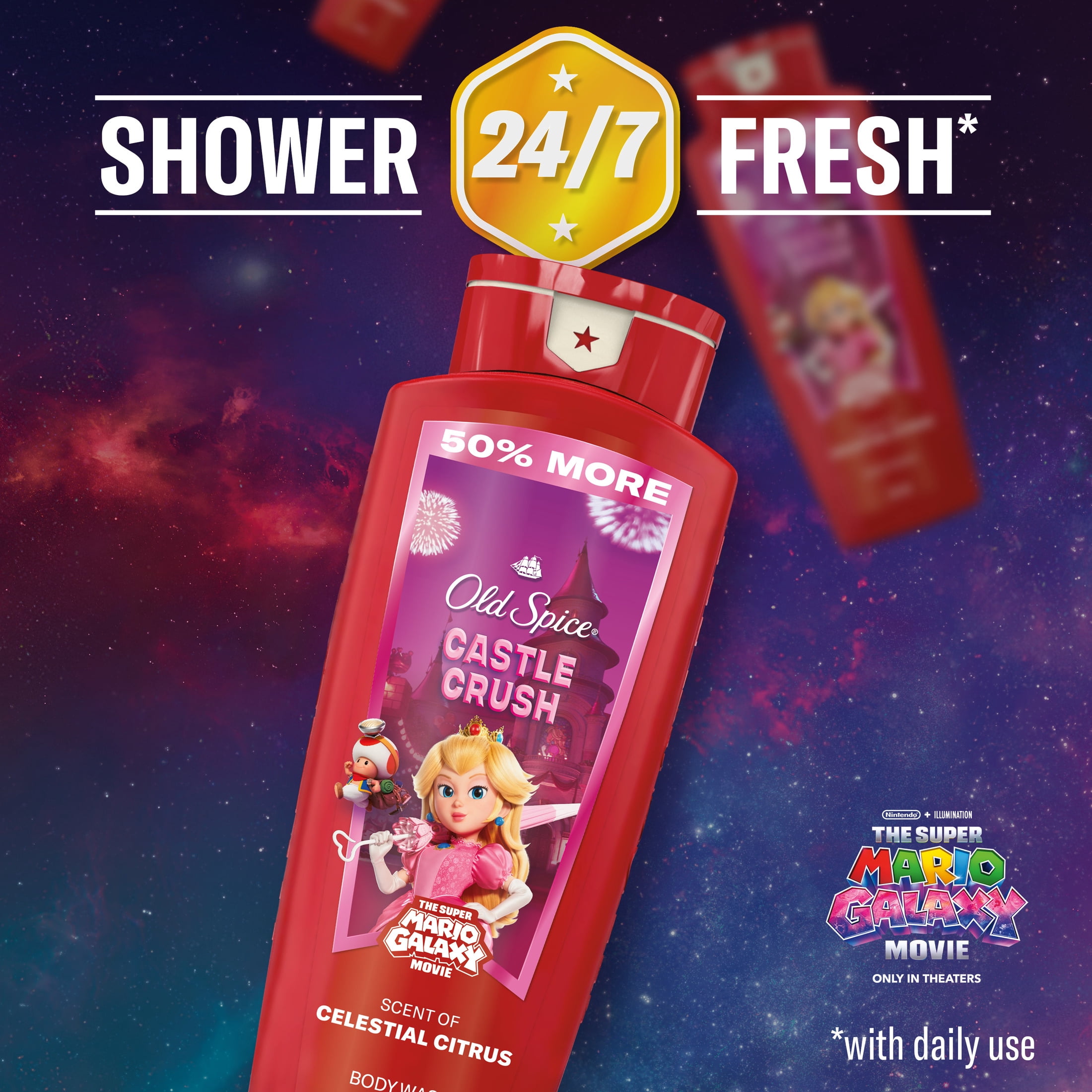 Old Spice Body Wash for Men, Castle Crush, Scent of Celestial Citrus, Old Spice x The Super Mario Galaxy Movie, 24 fl oz