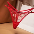 thumbnail image 2 of Aayomet Culotte pour Femmes Maille Broderie Style Mince Respirante Évidé String Taille Basse (Rouge, Taille Unique), 2 of 4