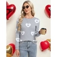 thumbnail image 2 of Heart Sweaters for Women Knit Warm Pullover Sweater Cute Heart Printed Valentine's Day Sweater Shermie, 2 of 8