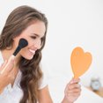 thumbnail image 3 of Unique Bargains 1 Pc Heart-shaped Handheld Mirror for Vacation Travel Yellow Plastic Glass, 3 of 5