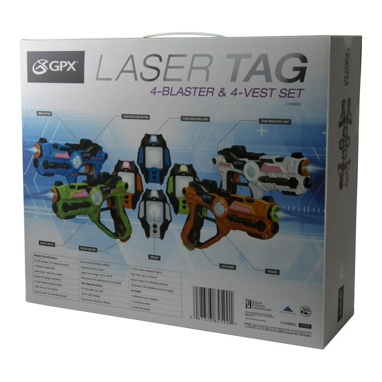 GPX Laser Tag Set of 4 Blasters and 4 Vests - Walmart.com