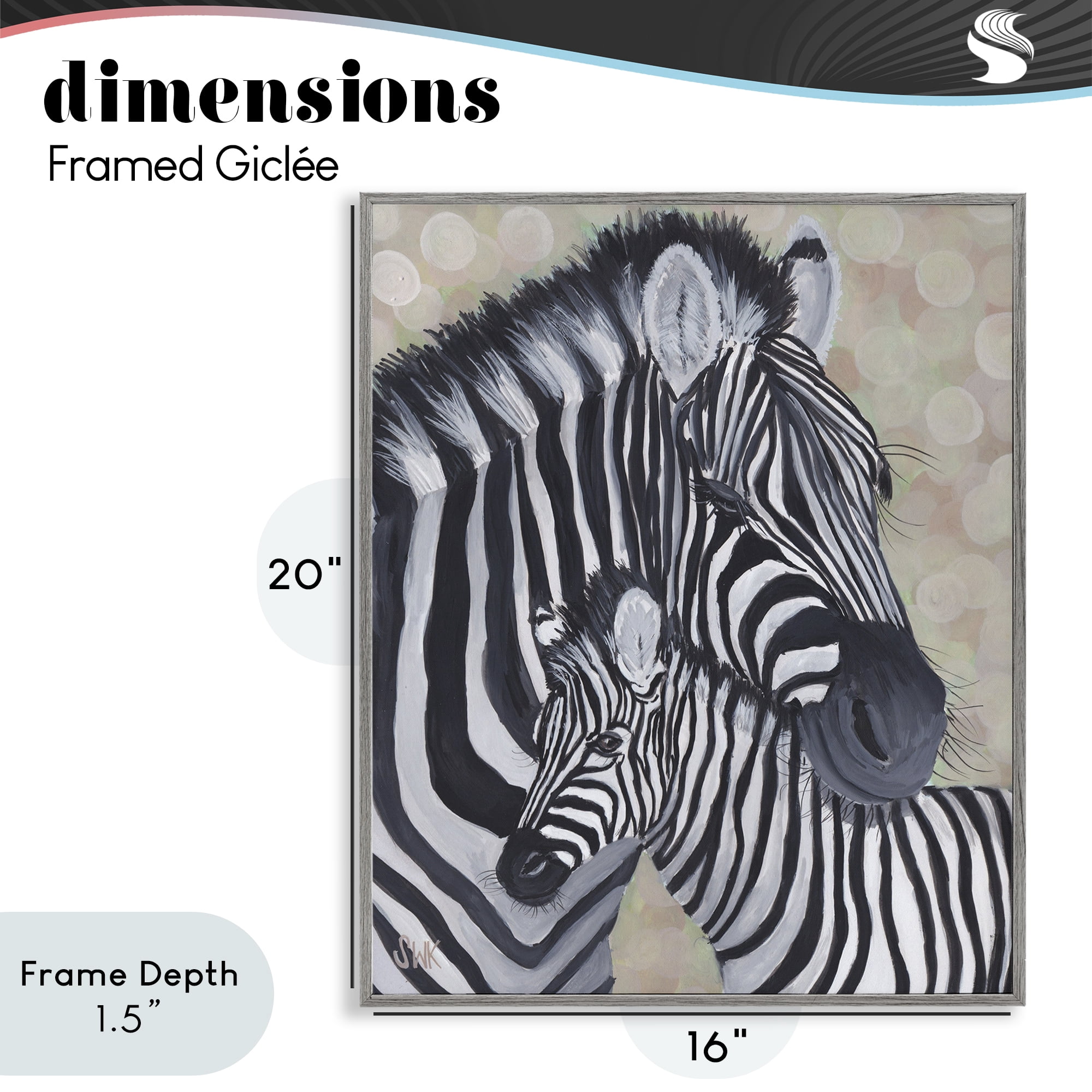 Stupell Industries Mama Zebra & Her Foal Gray Framed Giclee Art, design by Sarah Waldron Kimball