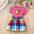 thumbnail image 5 of ITSAME Girls Summer Outfits 2-Piece Ruffled Short Sleeve Top and Plaid Print Skirt Kids Fashion Casual Set Hot Pink Size 5-6Y, 5 of 8