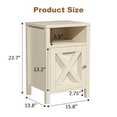 thumbnail image 3 of EVOKEDEN Farmhouse Nightstands Set of 2, Rustic Vintage Side End Table w/ Storage & Barn Door for Bedroom Living Room, Beige, 3 of 8